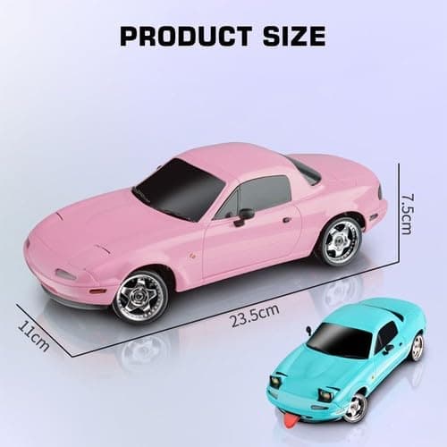LDRC 1804 Pro RC Drift Car Model with Gyro, 1/18 Scale RWD Full Proportional Control RTR Mini Racing Drift Car for Adult, Alloy Body Shell - 2 Battery
