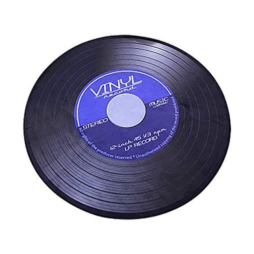 Lanyifang 1Pcs Vinyl Record Carpet 3D Record Red/Blue Polyester Vinyl Record Printed Soft Fabric Round Floor Carpet 100CM Diameter (Blue)