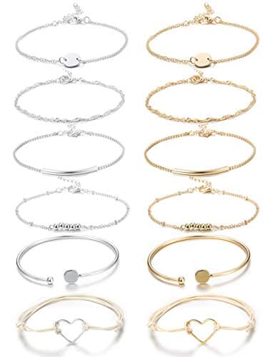 Thunaraz Multilayer Layered Bracelet Set Stackable Wrap Bangle Boho Bracelet Adjustable