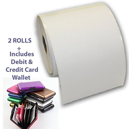 2 ROLLS 100 x 150mm (6x4") 500 WHITE Thermal Labels Roll & CARD WALLET -Zebra Printer, Royal Mail, Hermes (1000 Thermal Printer Labels)