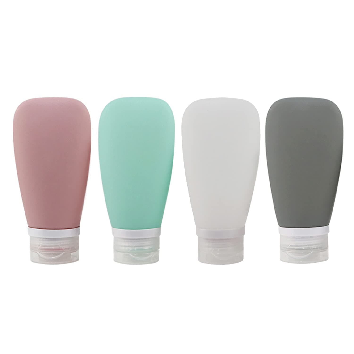 Travel Bottles Set,Silicone Bottles 4Pcs Travel Containers Leak Proof Travel Accessories Containers with Tag for Shampoo Conditioner Lotion Body Wash Perfume Essential Oils (4pcs)