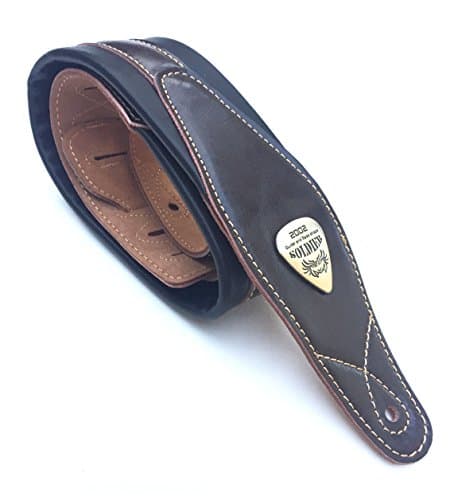 Legato Guitar Strap 3 Inches Wide Double Padded Soft Leather Black Brown