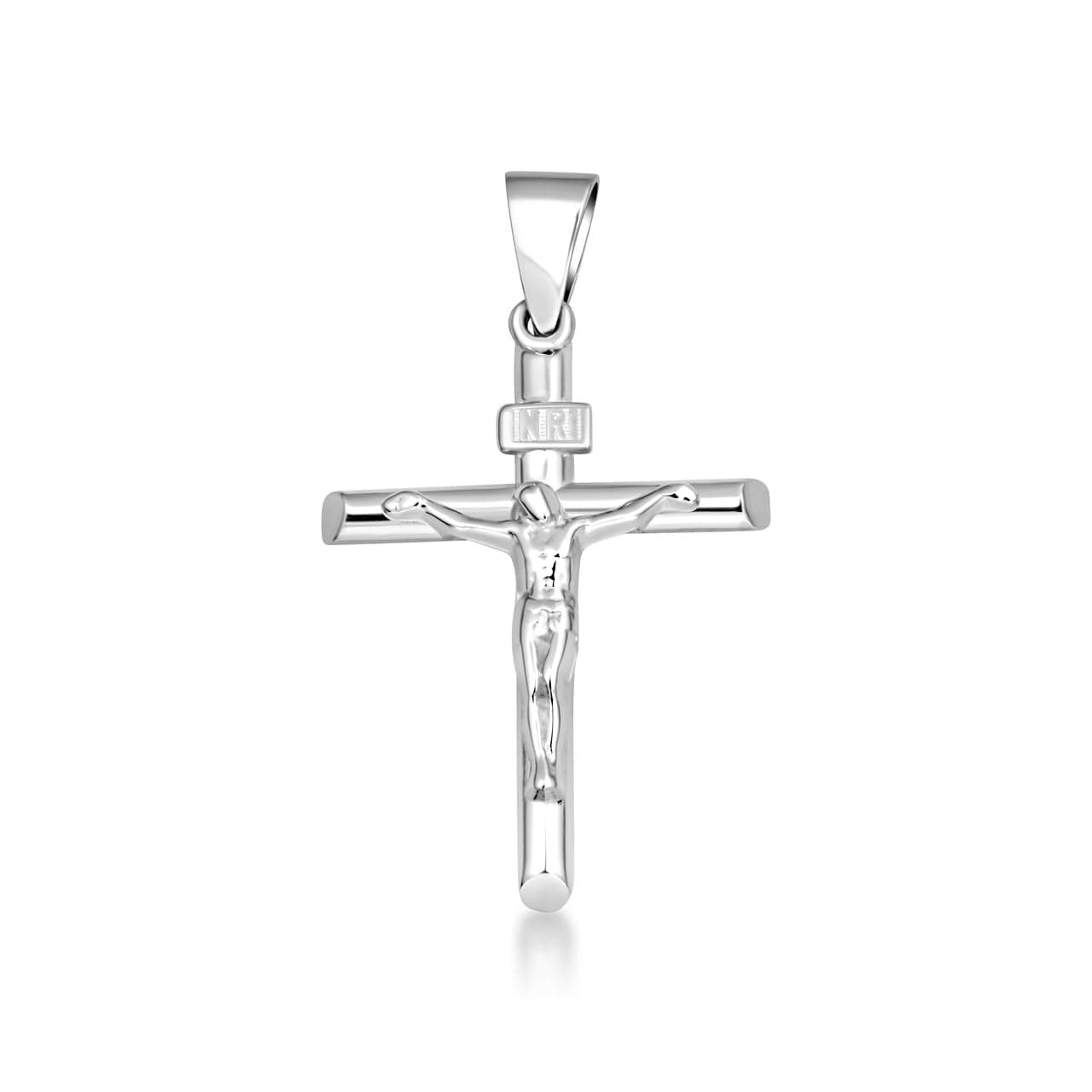 .925 Sterling Silver 1.17” INRI Crucifix Jesus Christ on the Holy Cross Pendant Necklace, Choice of Length