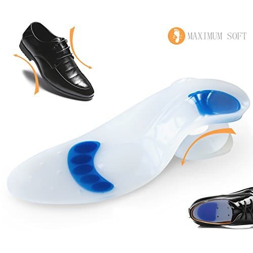 Silicone Shoe Insoles Gel Shoe Inserts Soft Shoe Cushion Best Foot Relief Massaging Arch Support Breathable - 1 Pack EUR 39-40/ 25.0 cm