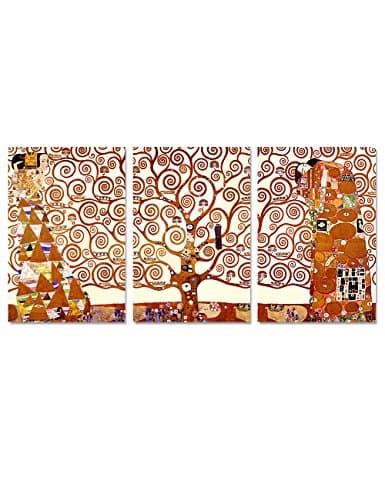 DECORARTS- The Tree of Life by Gustav Klimt (Triptych). Classic Art Giclee Prints Canvas Art for Wall Decor. 20x30 x3P.