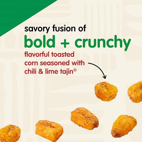 Snak Club Tajin Toasted Corn, Roasted Corn Nuggets with Chili and Lime Seasoning, Mild, Non-GMO, Gluten-Free, Kosher Snack, No Artificial Colors or Flavors, 11 oz Resealable Bags, 6 Pack