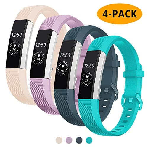 Bands Compatible with Fitbit Alta/Alta HR for Women and Men(4 Pack), Classic Soft Silicone Sport Strap Replacement Wristband for Fitbit Alta/Alta HR/Fitbit,Small Large