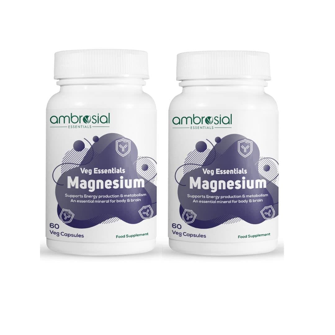 Ambrosial Magnesium Citrate with Di Magnesium Malate (Pack of 2-120 Capsules)