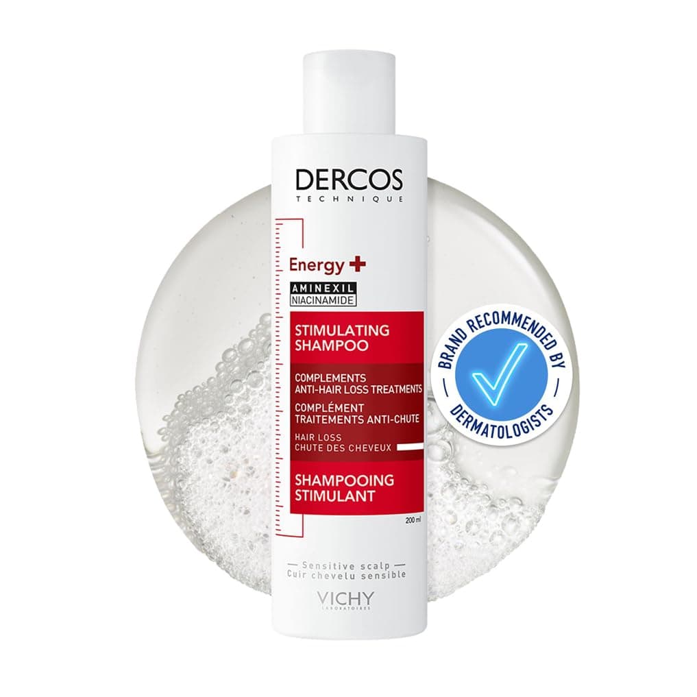 Vichy Dercos Anti-Hair Loss Shampoo, Energy+ Stimulating Formula, With Aminexil & Niacinamide, For Thinning Hair & Sensitive Scalps, 200ml