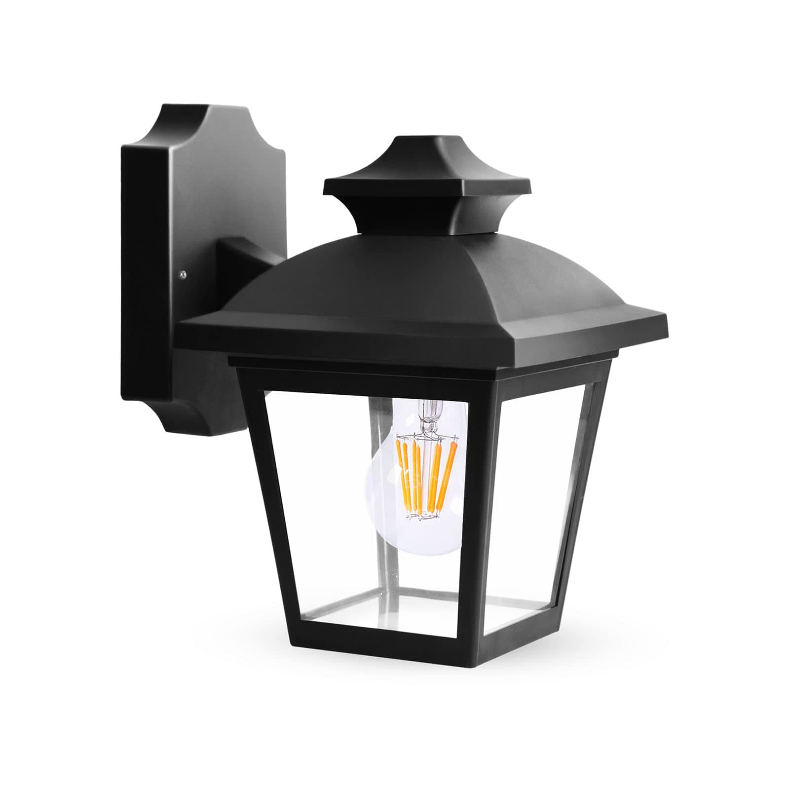 FUDESY Outdoor Wall Lanterns, 3000K Dimmable LED Edison FilamentBulb Included, Anti-Corrosion Plastic Materials, Black, P746-E26