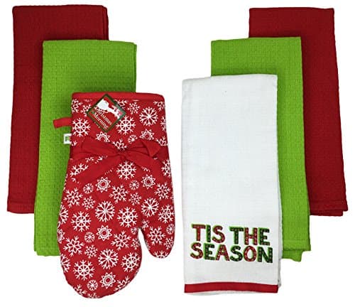 Holiday Dish Towel and Oven Mitt, Set of 6 (Tis the Season)