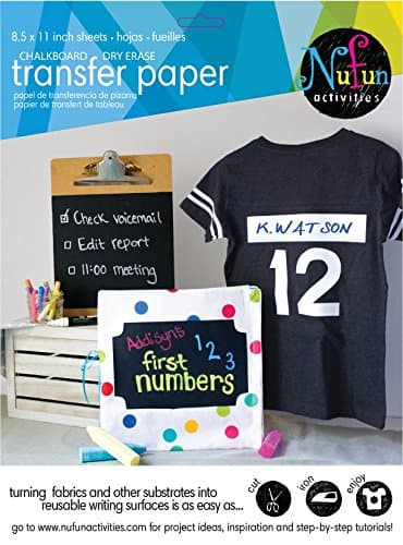 NuFun Activities Inkjet Printable Iron-On Chalkboard and Dry Erase Heat Transfer Paper, 8.5 x 11 inch sheets (10 Sheets)