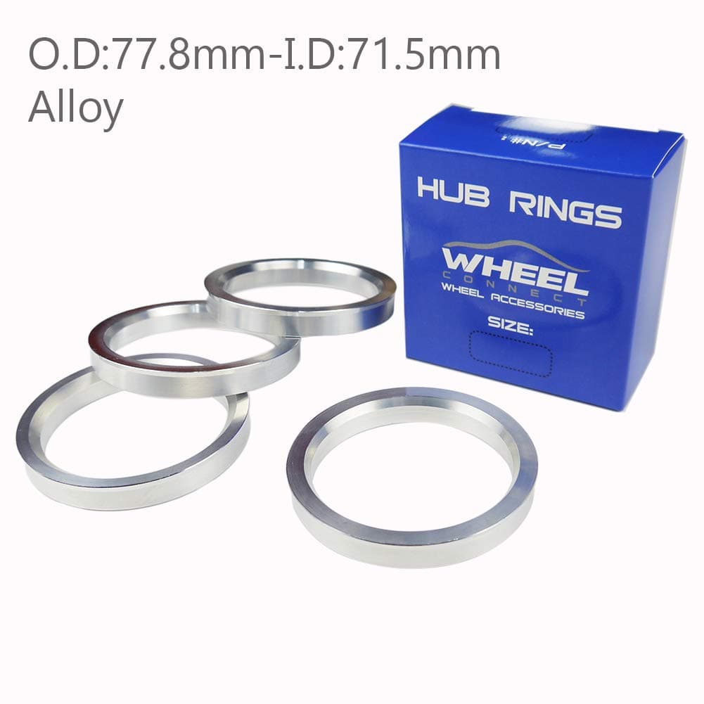 WHEEL CONNECT Hub Centric Rings, 77.8 to 71.5, Set of 4,Aluminium Alloy Hubrings, Fit Both Wheel CB 77.8 and 78.1mm,O.D:77.8mm I.D 71.50mm. A