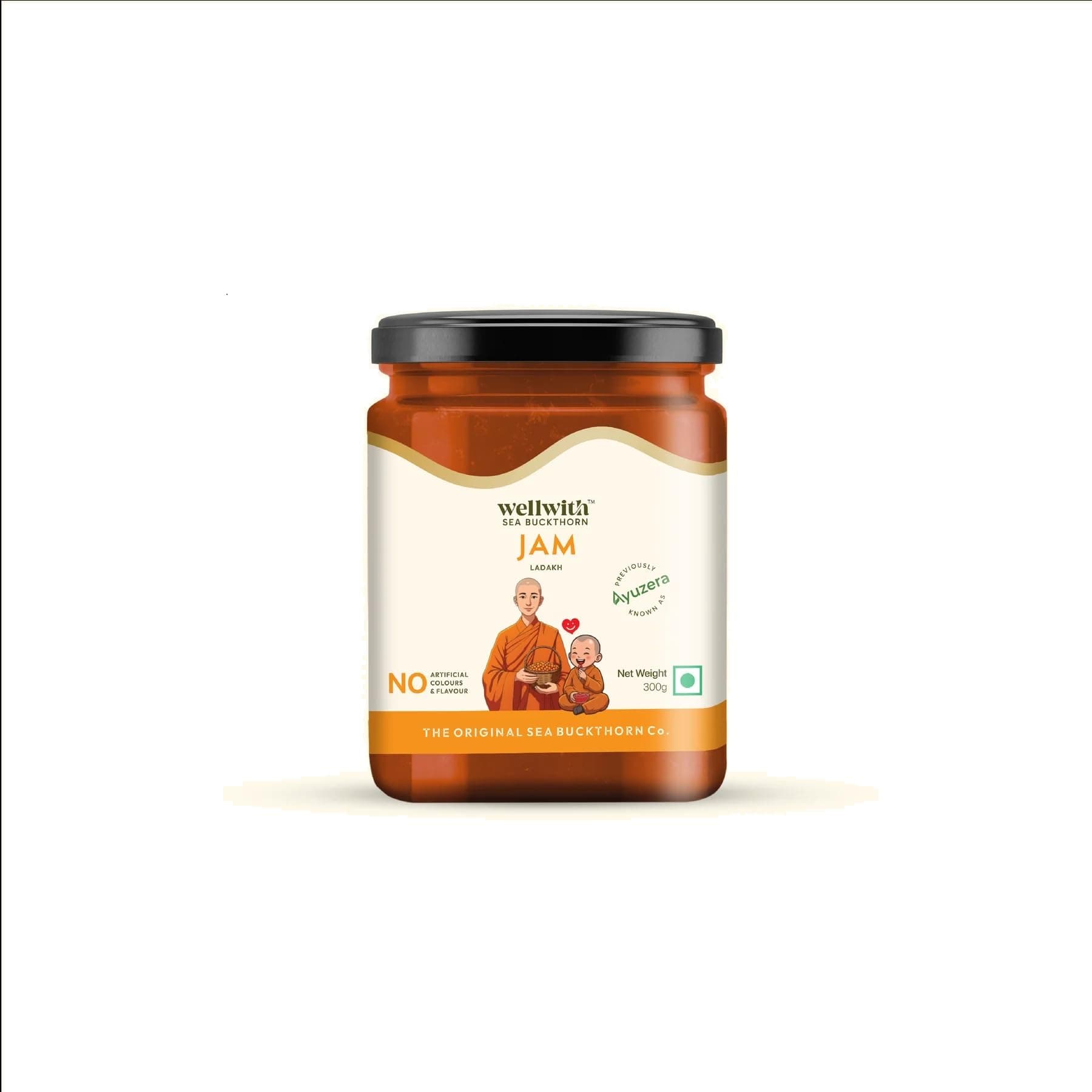 Wellwith by Ayuzera Seabuckthorn Berry Jam - 300g | Rich In Vitamin C | Himalayan Sea Buckthorn Berries Jam | No Artificial Color or Flavor | Pack of 1