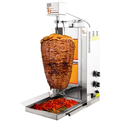 TurcoBazaar NATURAL GAS 2 BURNER 25 KG 55 LBS AUTOMATIC KEBAB MACHINE DONER MACHINE DONER KEBAB GRILL MACHINE 2 STOVE ROTISSERIE MACHINE GYRO GRILLER FALAFEL