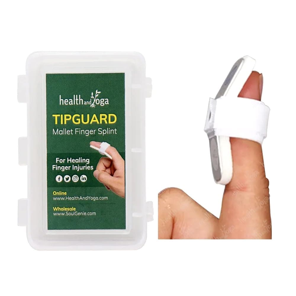 SoulGenie HealthAndYoga™ TipGuard Bendable Finger Splint for Mallet Finger Deformity -Post-Surgical Care- Adjustable Straightener -Trigger Finger Brace - 2 Sizes Set
