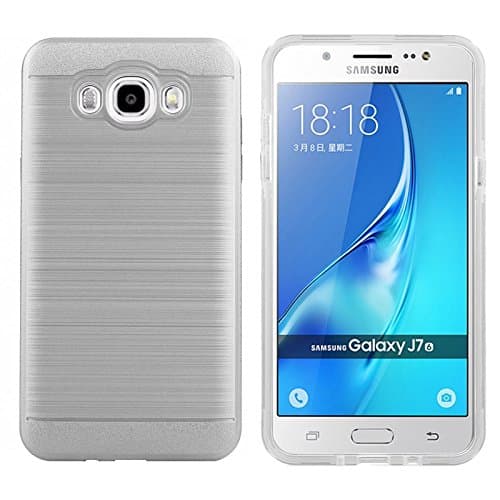 Galaxy J7 2016 Case, Demacia [Slim Meta] Slim Fit Premium Dual Layer Protection Case with Metallic Brush Finish Back with Shock Absorbing TPU Inner Layer for Samsung Galaxy J7 2016 (Silver)