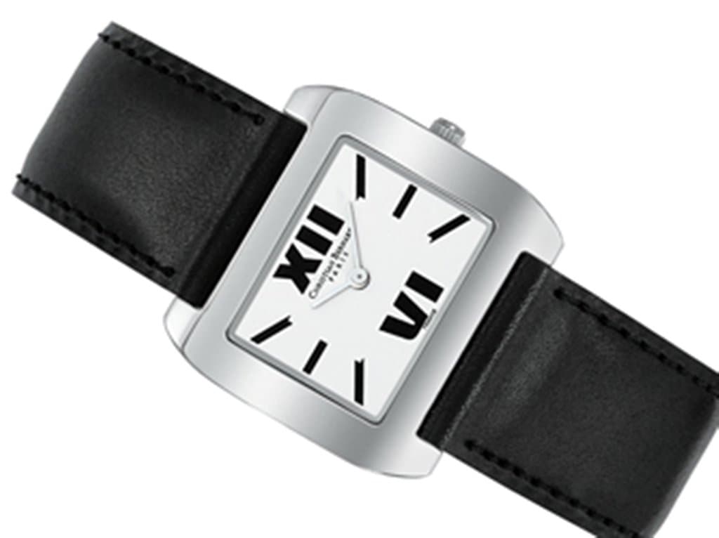 Christian Bernard WA2591BD Women's Quartz Analog Watch, Black Leather Strap, Silver/Black