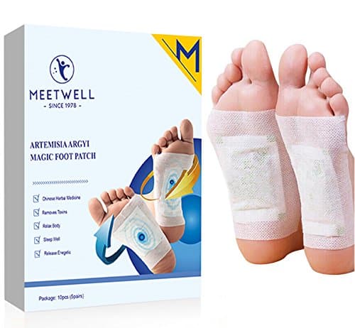 MEETWELL Foot Patch, Body Relief and Tired Foot Relief Pads, Herbal Artemisia Argyi Powder and Essential Oil, Bamboo Vinegar Essence Foot Care Pads, 10 Pieces (5 Pairs)