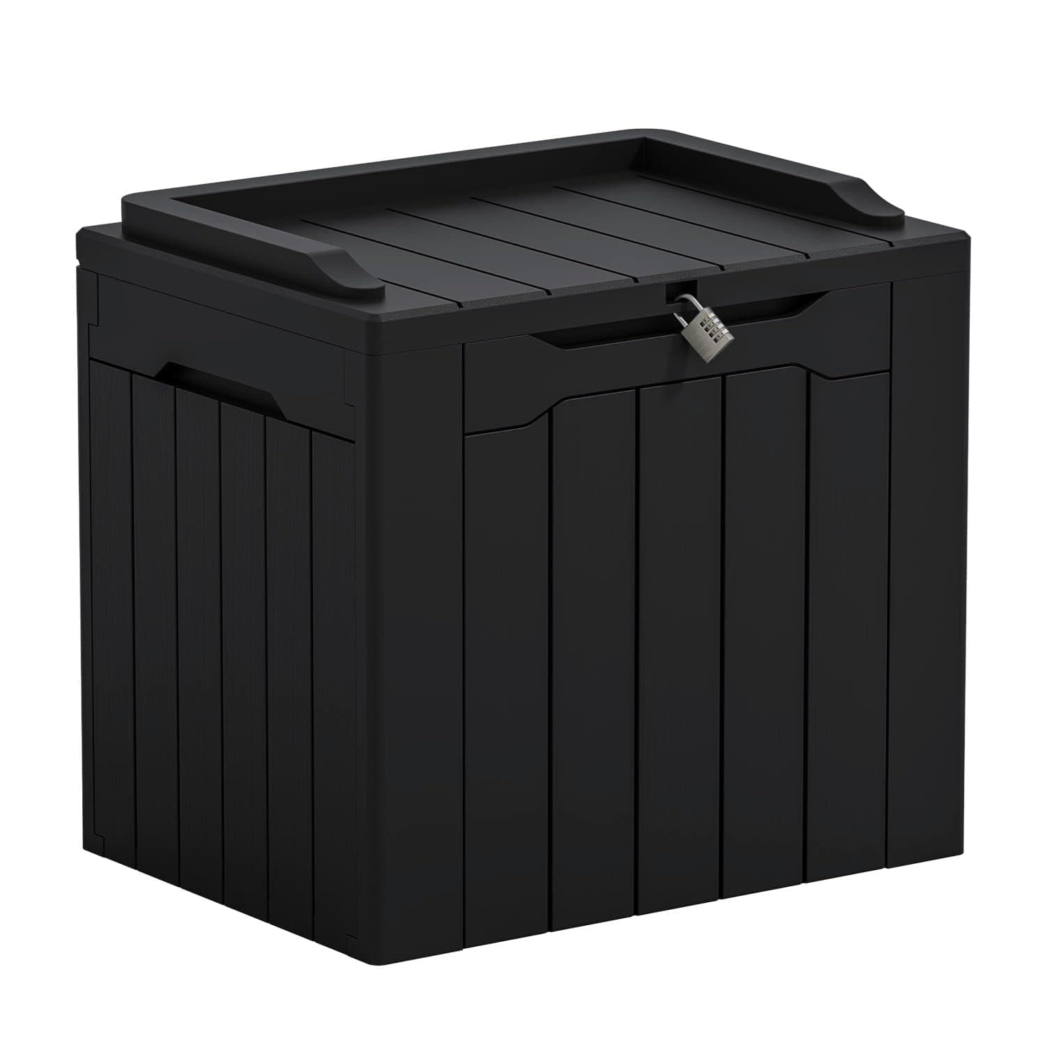 Greesum Outdoor Storage Box 31 Gallon Storage Box with Lid for Patio Furniture, Garden Tools, Pool Supplies, Waterproof and UV Resistant, Lockable, Dark Black