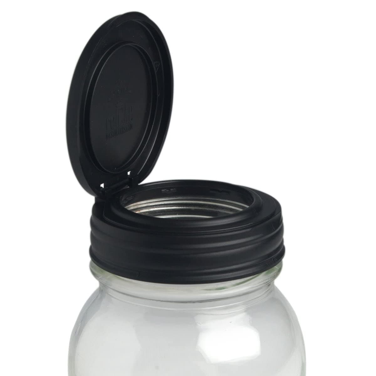 reCAP Mason Jars Lid FLIP Cap | Regular Mouth | Black 4 Pack | Made in USA