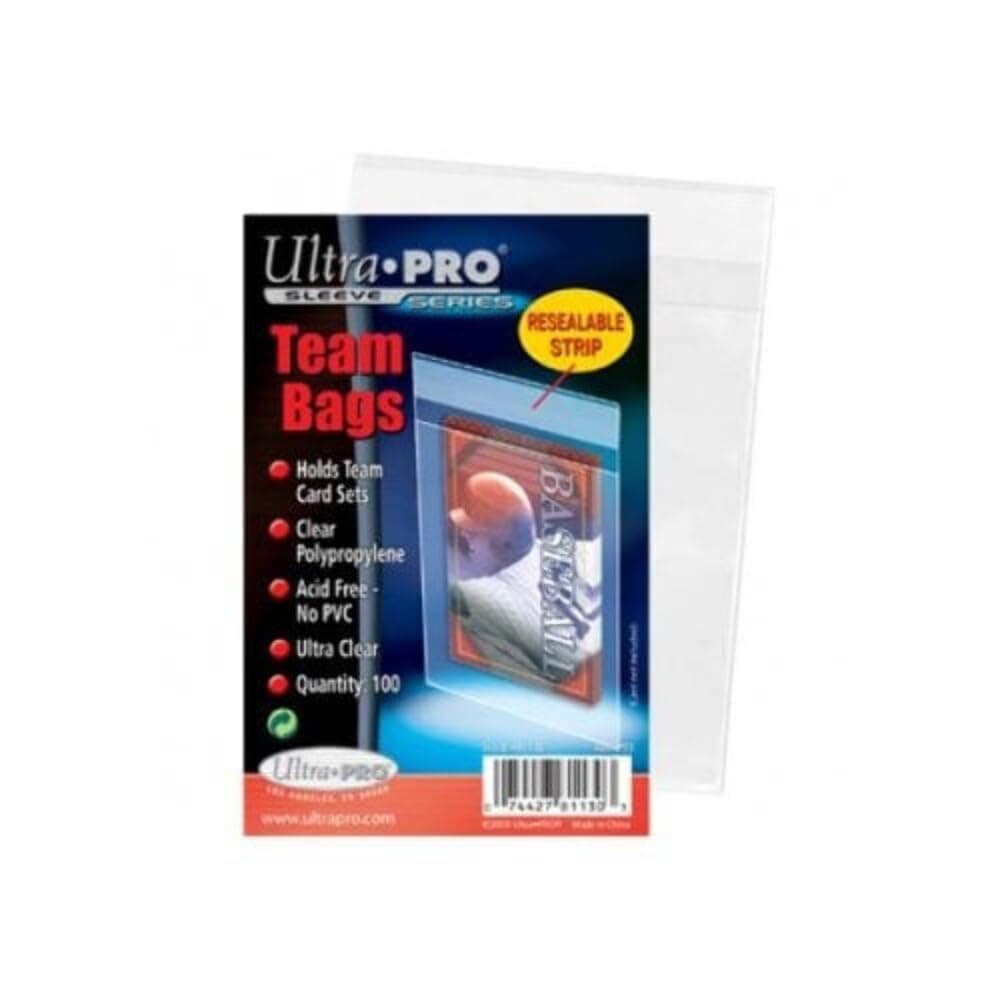 Team Bags Resealable Sleeves (100 ct.) - Protect Your Gaming Cards, Sports Cards, and Collectible Cards, Features Resealable Edge for Easy Access and Switching Cards Out