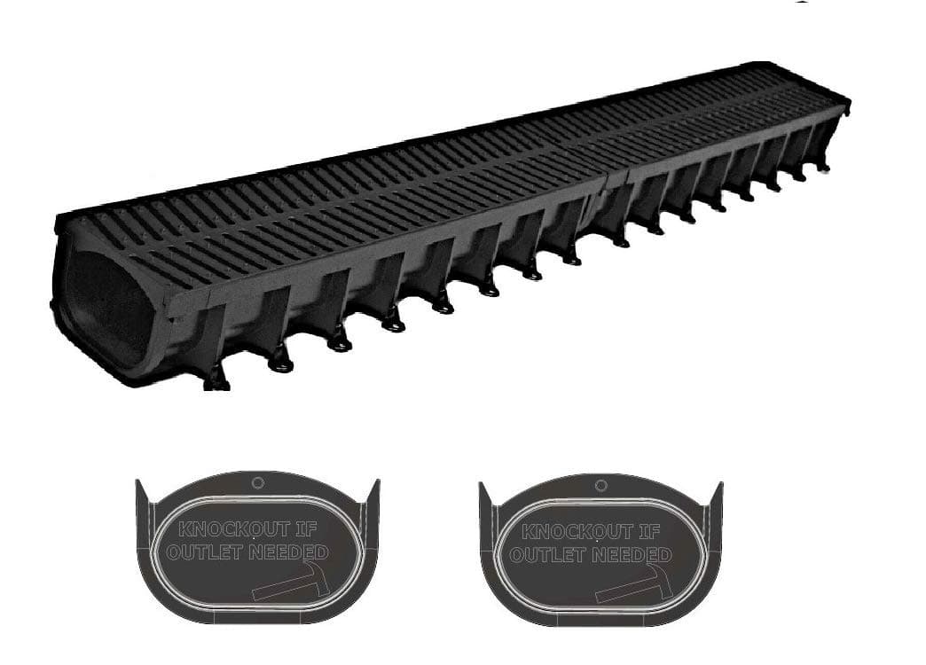 Easy Flow Drainage Kit 10 metres Channel & Grill with 2 Stop Ends DRAINKITC