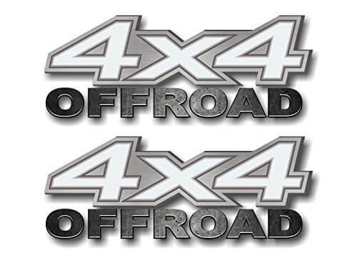 2-4x4 OFFROAD BRUSHED Print Effect WHITE Vinyl 13" Decals for Truck Box Stickers (White)