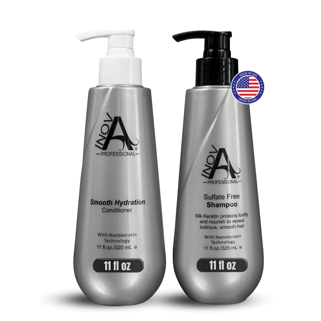 Silk Keratin Shampoo & Conditioner Set - Smooth Protection Sulfate-Free Shampoo & Smooth Hydration Conditioner (11 Oz)