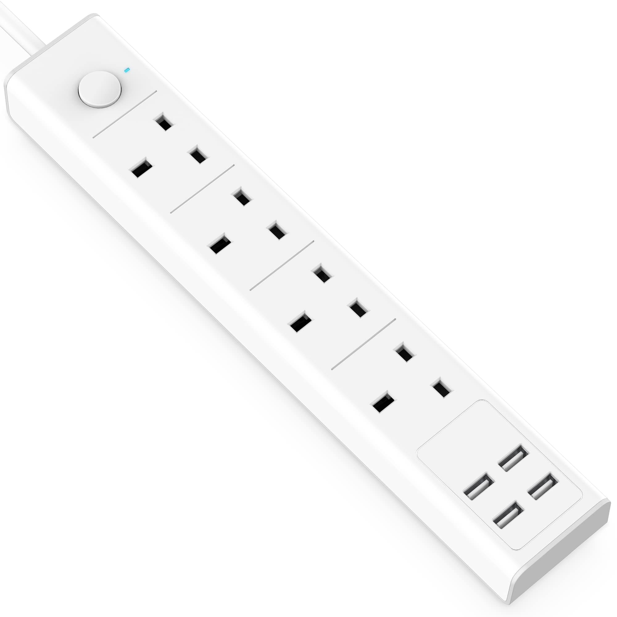 Extension Lead with USB Slots, 4 Way Sockets Outlets 4 USB Ports, 13A/3250W 1.8M Extention Cable with Switch Surge Protected Power Strips, UK Multi Plug Adapter Electrical Cords