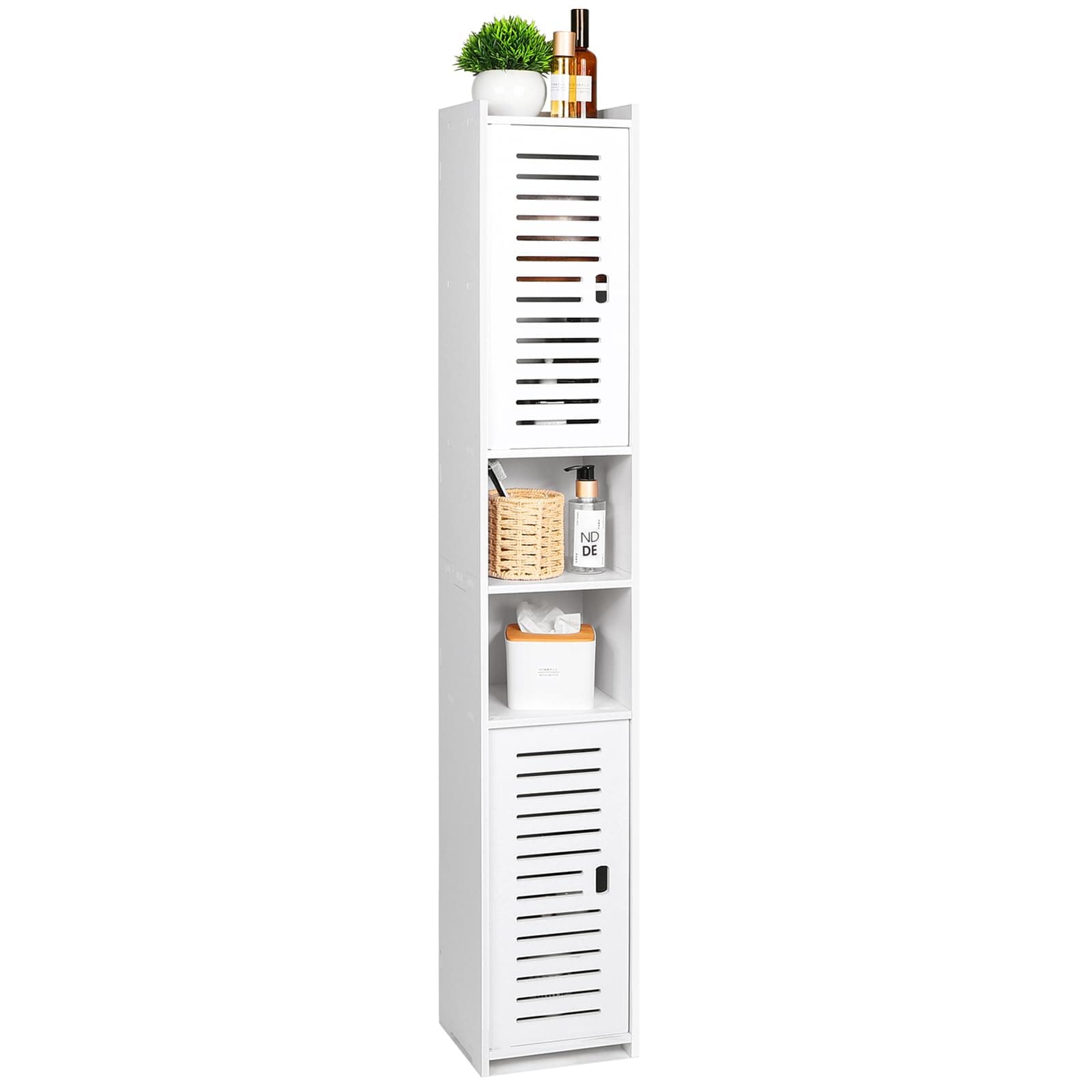 BBathroom Storage Cabinet, Floor Standing Display Cabinet, Home Storage Furniture Organizer Unit for Office Living Room Kitchen Entryway, White