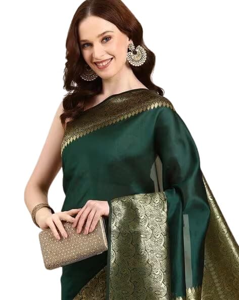 C J Enterprise Yatri Women's Pure Banarasi Silk Kanjivaram Style Saris with Blouse for Wedding