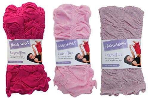 SALE Huggalugs Girls 3 Pack Legruffle Leg Warmers Pink Sparkle