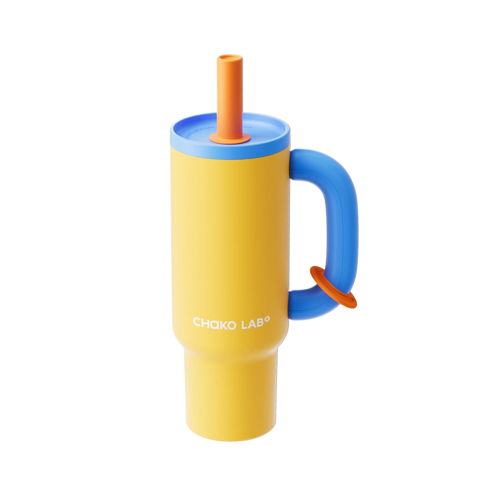 BaWang Insulated Stainless Steel Tumbler | Tumbler with Handle and Straw 33oz | Cup Holder Friendly for Travel | Leakproof Water Bottle | BPA-Free | 316 stainless steel liner| yellow＆blue