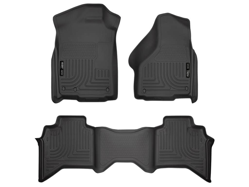 Husky Liners Weatherbeater Floor Mats | Fits 2002 - 2008 Ram 1500 Crew Cab; 2003 - 2009 Ram 2500/3500 Crew Cab | Front & 2nd Row, 3-pc Black - 98031