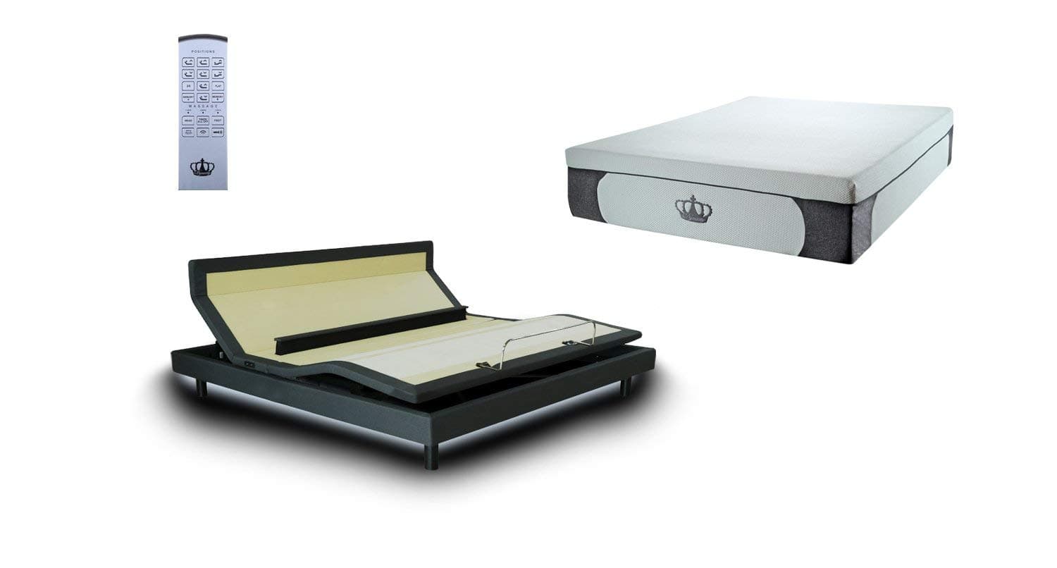 DynastyMattress DM9000s Adjustable Base 4 Motors, Lumbar Support, Massage, Head & Foot tilt, Underbed Light, USB Ports with 14.5" CoolBreeze Plush Gel Memory Foam Mattress