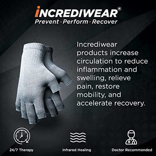 Incrediwear Fingerless Circulation+ Gloves Pair Gray Small/Medium Arthirits Pain Relief
