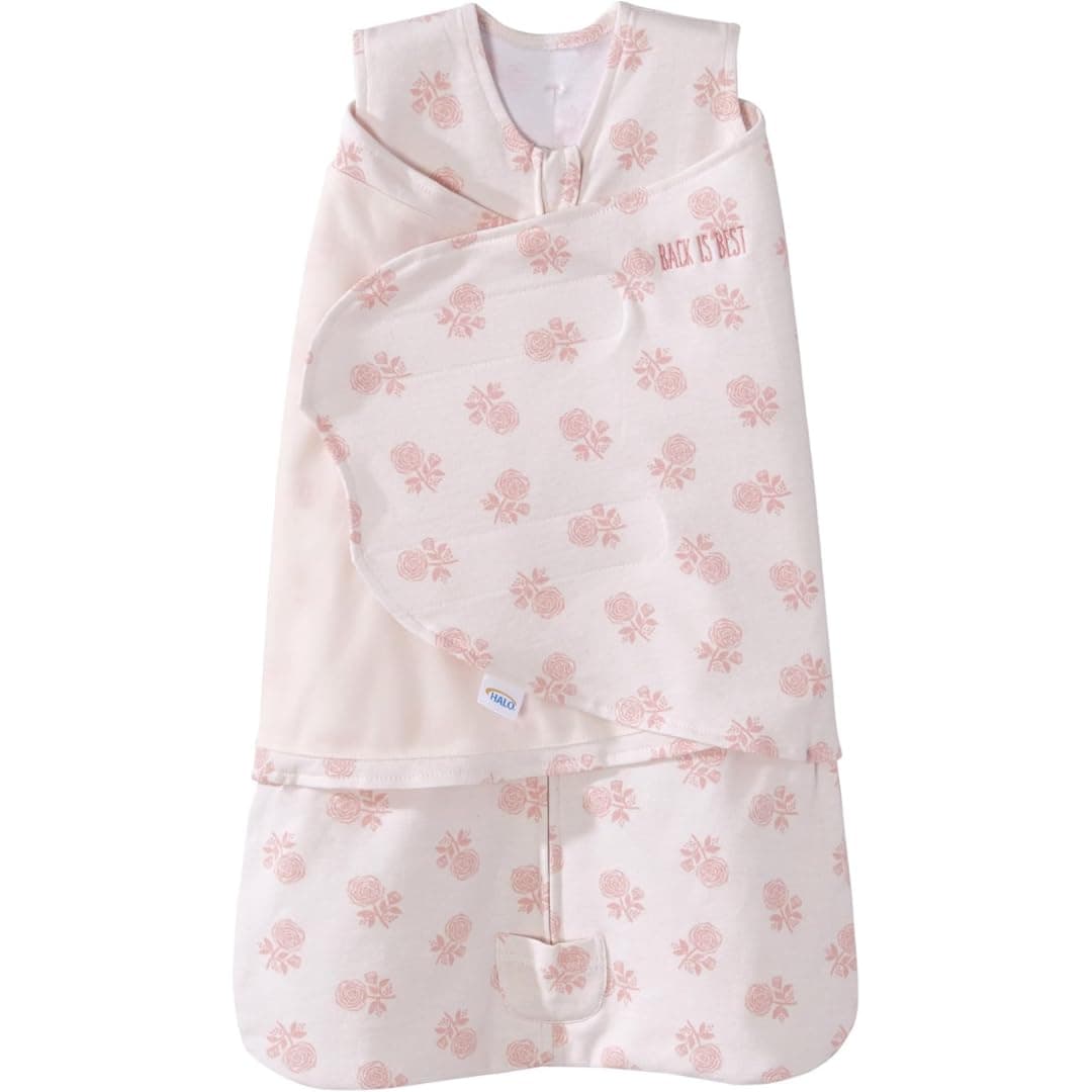 100% Cotton Sleepsack Swaddle, 3-Way Adjustable Wearable Blanket, TOG 1.5, Watercolor Rose Toss Blush, Newborn, 0-3 Months