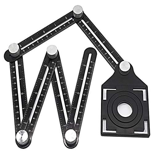 Six fold ruler Aluminum Alloy Multi Angle Measuring Ruler Template Tool for Carpentry, including tile locator, universal puncher(hexagon)