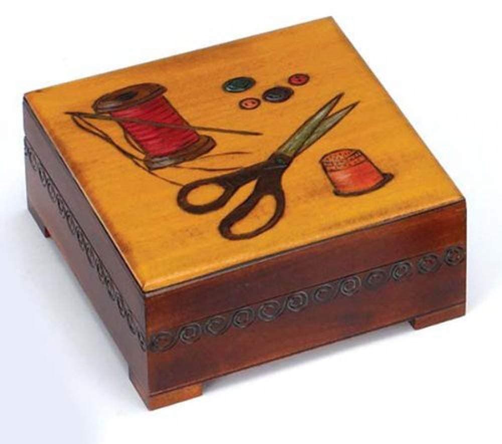 SEWING BOX, Beautiful Handmade Linden Wood Keepsake, Poland Wood Art