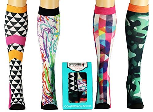 Running Compression Socks for Women Best for Travel Varicose Veins Diabetic Travel + Crossfit + Shin Splint Graduated 15-20 mmGH S/M Size 6-8 Workout Funky Fun Colorful