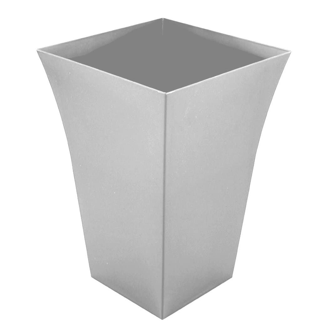 CrazyGadget® Large Milano Tall Planter Square Plastic Garden Flower Plant Pot Gloss Finish SILVER