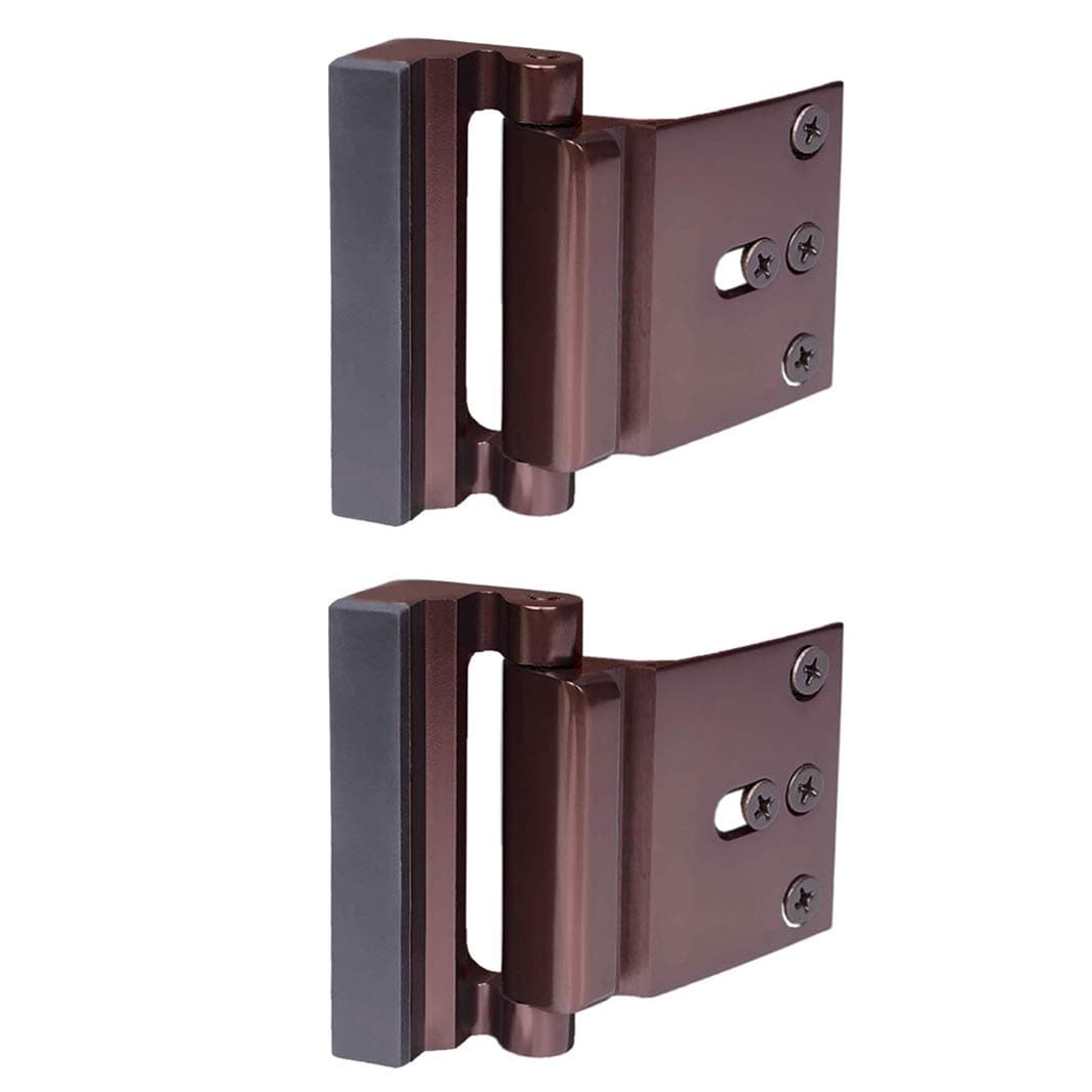 TOYFUL 2 Pack Door Reinforcement Locks with 8 Screws, Home Security Door Lock for Toddler, Childproof Door Lock Night Lock Withstand 800 Lbs Brown