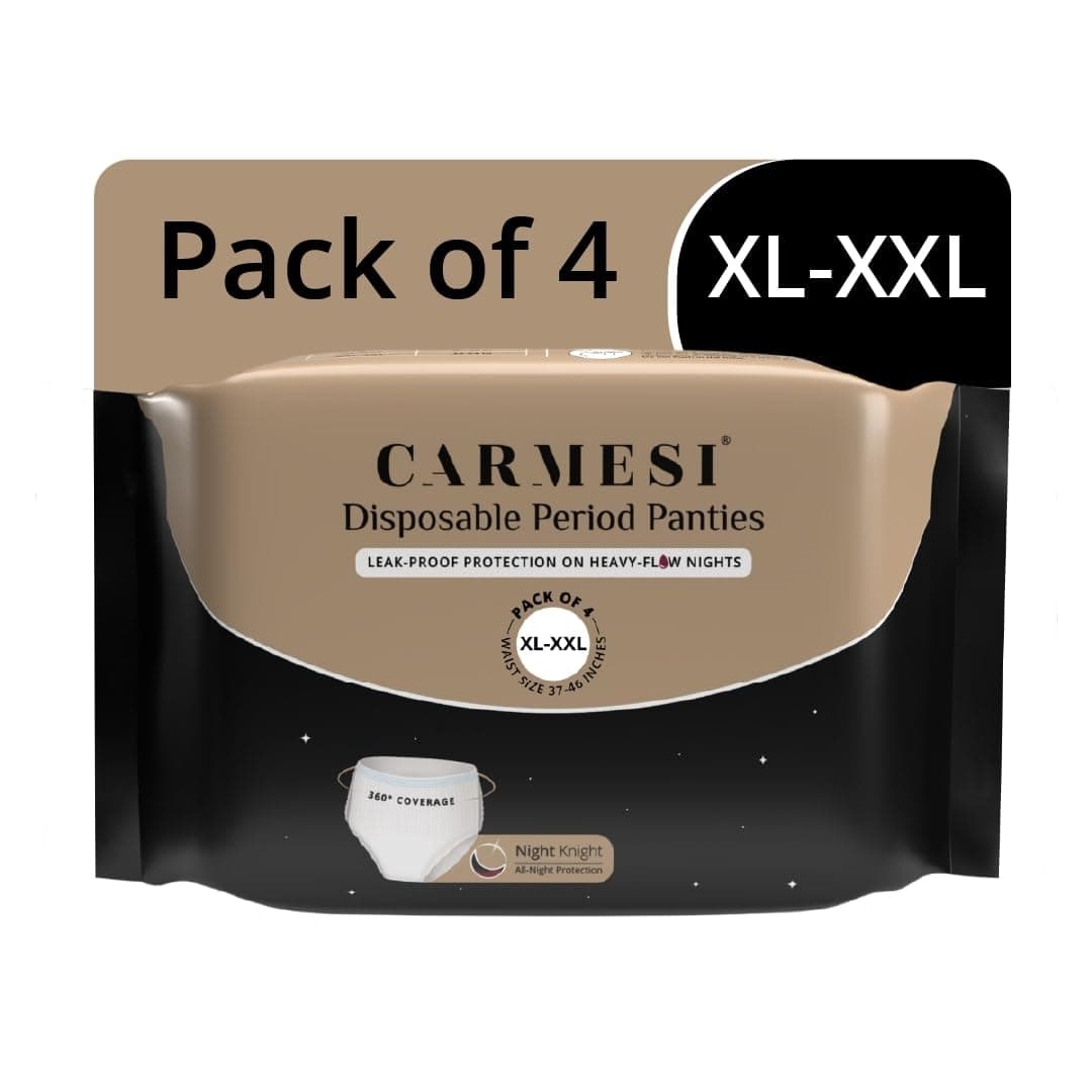 Disposable Period Panties (XL-XXL) | 360° Protection for Super Heavy Flow | No Leakage, No Rashes, No Discomfort | Maternity Panties | All-Night Protection | Ultra-Absorbent Core | 4 Pcs