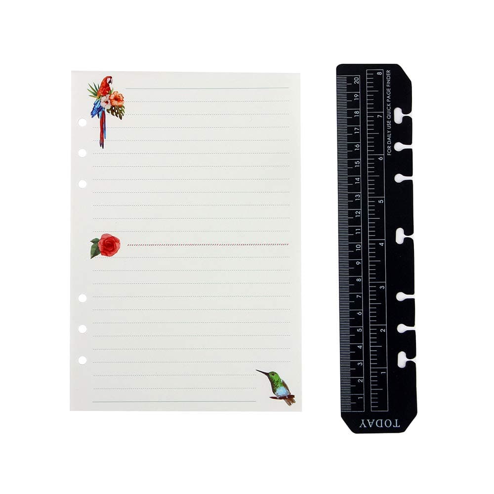 YHH A5 Standard Notebook Refill And Ruler Marker, 6 Hole, Loose Leaf Inserts for Refillable Journal 6-Ring Binder/Planner Organizer, Creative Pretty Filler Paper Nice Refill Pad 180 Pages, Ruled/Lined
