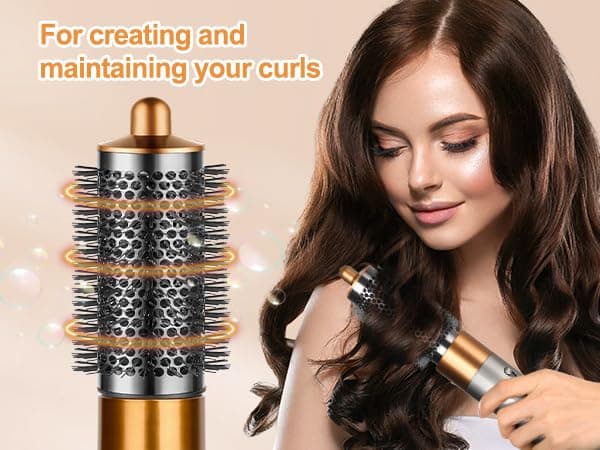 Round Volumizing Brush Nickel/Copper and Filter Cleaning Brush for Dyson Airwrap Accessories Hair Styler Limp Flat Hair Volumizer Attachment Tool, Part No. 969489-01 970750-01