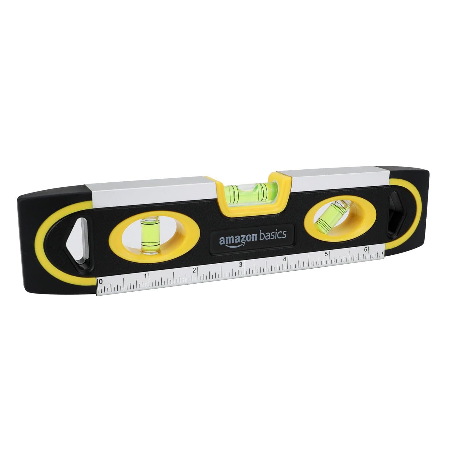 17.78 CM Magnetic Torpedo Level and Ruler, 180/90/45 Degree Bubbles, Black