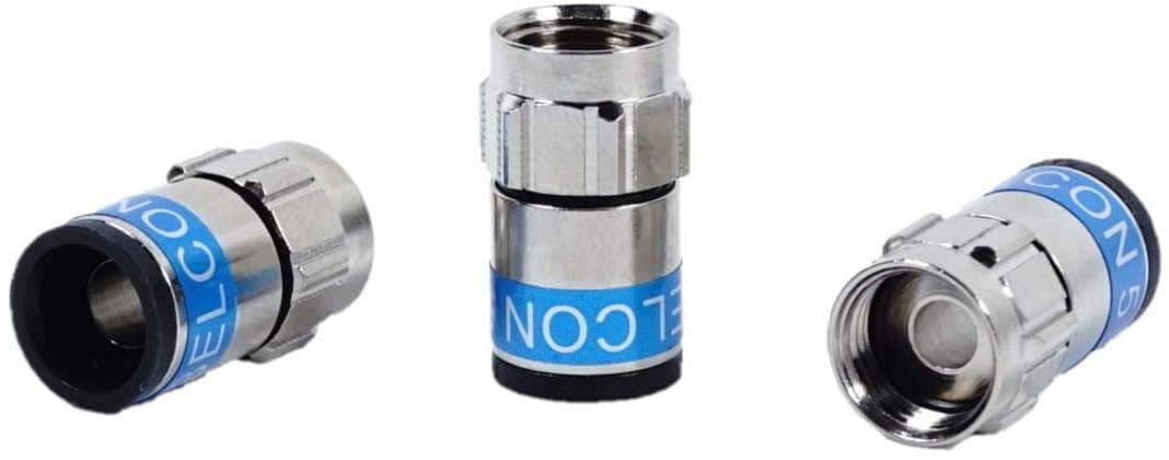 CabelconF-6-TD 5.1TI Self Install Nitin with Integrated O-Ring (Waterproof) F-Connector Blue RG6 / 7 mm Silver/Blue Pack of 50