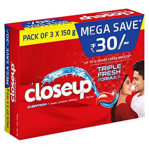 Close Up Toothpaste For Fresh Breath Triple Fresh 450G (150G X 3)