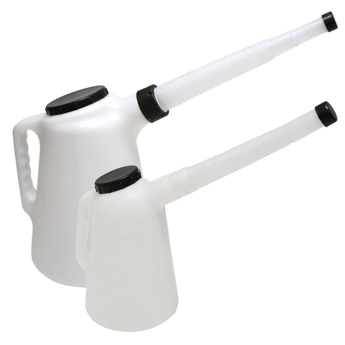 HIL 2Pc Small & Large Oil Measuring Jug Set With Flexi Spouts And Lids